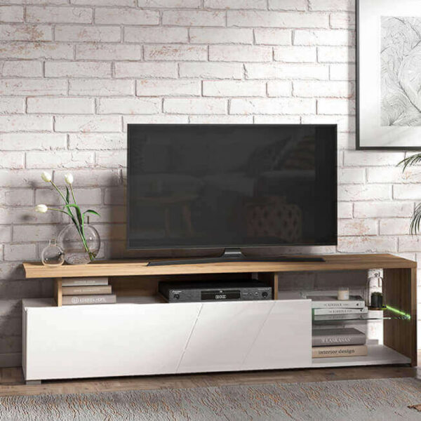 11011227 PORTATV ARCTIC BIANCO, ROVERE ARTIGIANO E BIANCO GLOSS - immagine 7