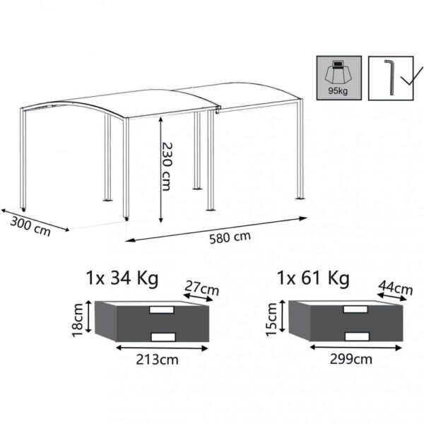 GAZEBO ALLUNGABILE TUCSON 3 X 3 / 6 - immagine 5