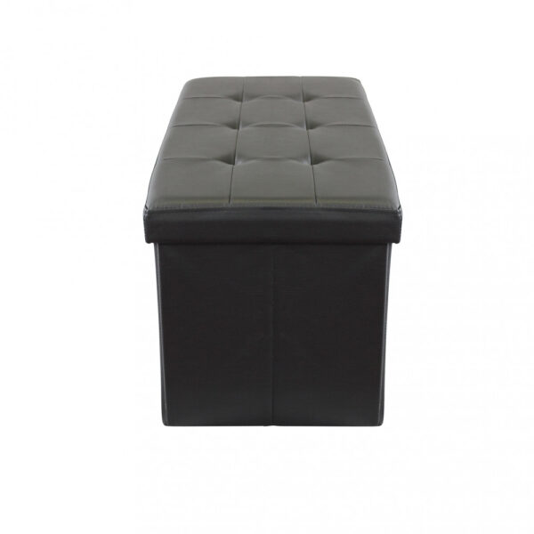 POUF CONTENITORE RETTANGOLARE IN ECOPELLE NERO - immagine 3