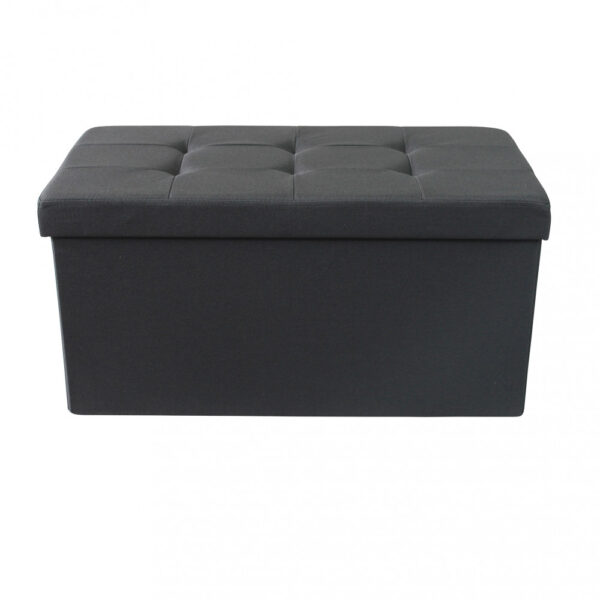 POUF CONTENITORE RETTANGOLARE IN STOFFA NERO - immagine 2