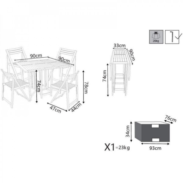 SET TAVOLO + 4 SEDIE BIRRA ACACIA - immagine 3