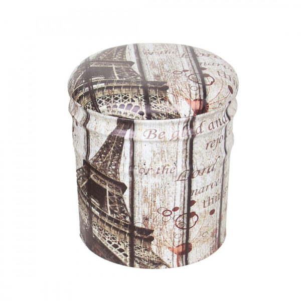 SET DI 2 POUF CONTENITORE TONDO TORRE EIFFEL - immagine 3