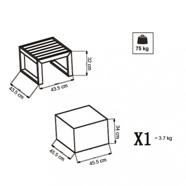TAVOLINO CUBA 45 X 45