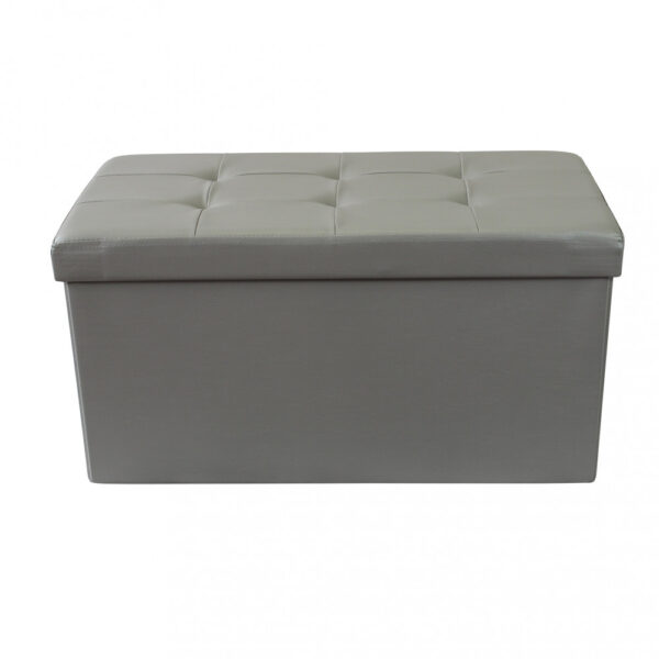 POUF CONTENITORE RETTANGOLARE IN ECOPELLE GRIGIO - immagine 2