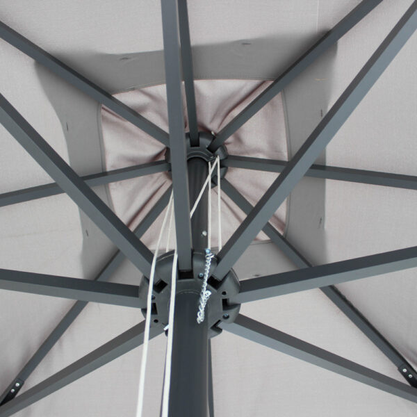 OMBRELLONE BRIAN P/C NERO 3 X 3 TELO GRIGIO - immagine 4