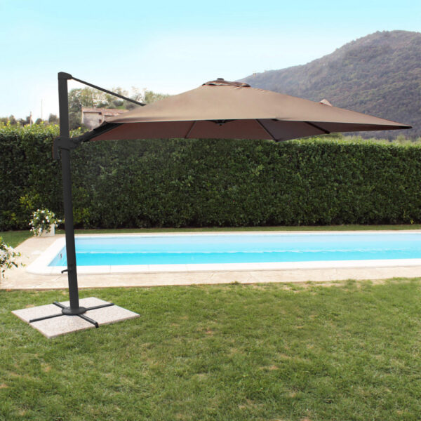 OMBRELLONE NETTUNO LUX NERO P/L 3 X 4 TELO TAUPE - immagine 2