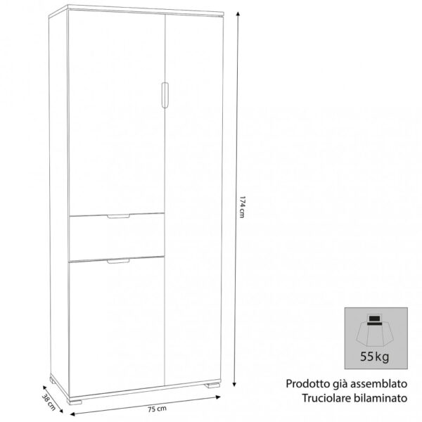 ARMADIO CON 3 ANTE E 1 CASSETTO NATURALE - immagine 3