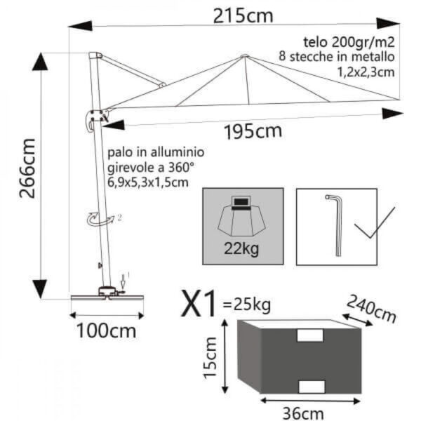 OMBRELLONE MERCURIO 2 X 3 - immagine 4