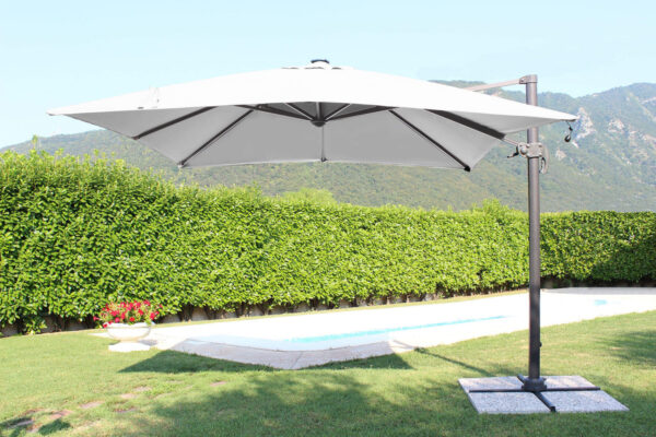 OMBRELLONE CON LED 3 X 3 PITAGORA ANTRACITE TELO GRIGIO