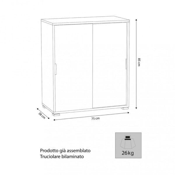 MOBILETTO 2 ANTE SCORREVOLI NATURALE - immagine 2