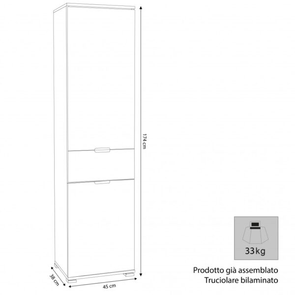 ARMADIO CON 2 ANTE E 1 CASSETTO TINTA NOCE - immagine 3