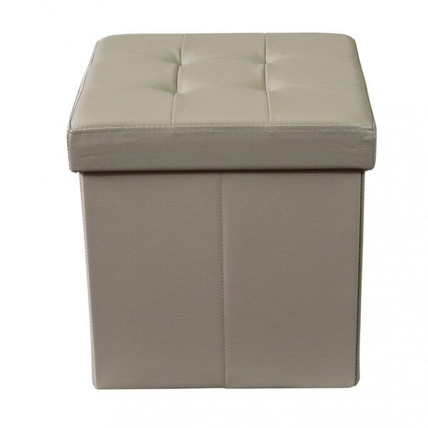 POUF CONTENITORE QUADRATO IN ECOPELLE NATURALE - immagine 3