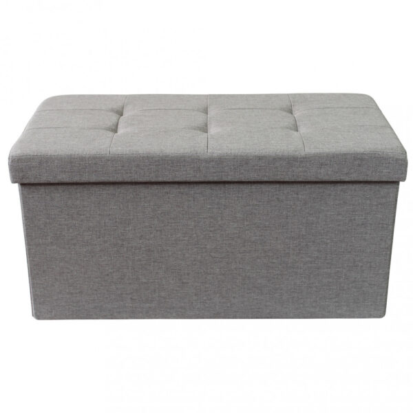 POUF CONTENITORE RETTANGOLARE IN STOFFA GRIGIO - immagine 2