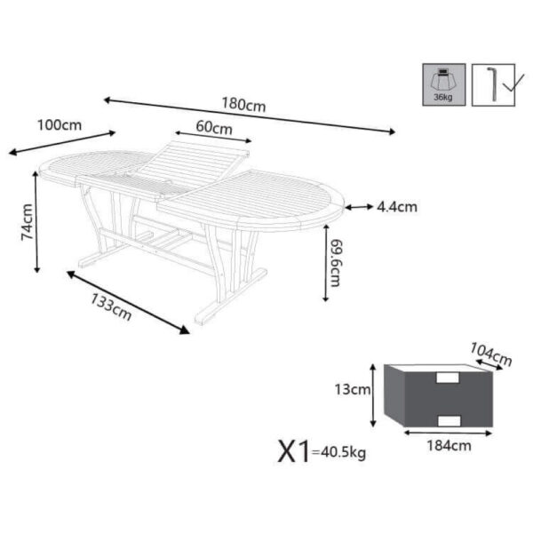 TAVOLO OVALE 180/240 X 100 DOUBLE - immagine 8
