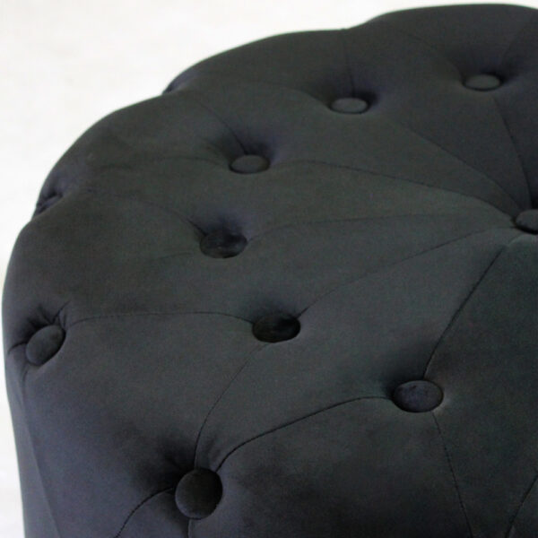 POUF ROTONDO IN VELLUTO NERO - immagine 2