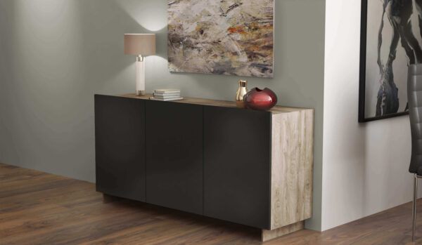 CREDENZA CARLILE ANTRACITE E ROVERE CHIARO - immagine 2