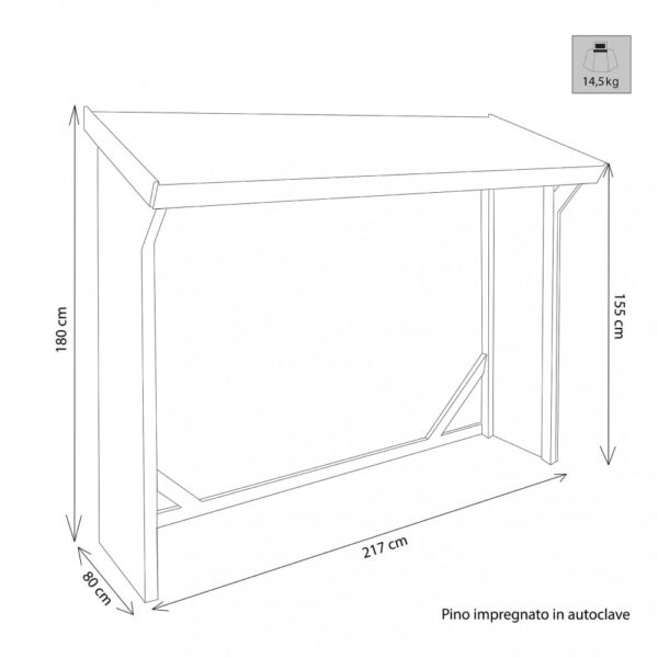 LEGNAIA 217 X 80 X 155/180 - immagine 2