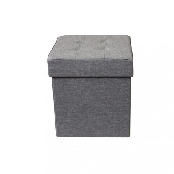 POUF CONTENITORE QUADRATO IN STOFFA GRIGIO - immagine 2