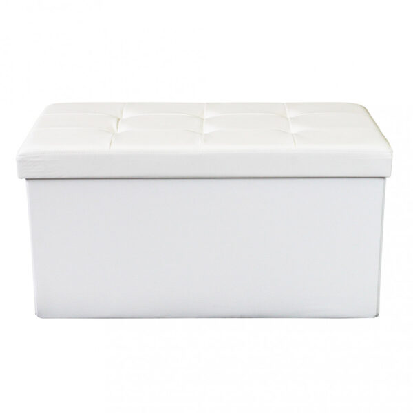 POUF CONTENITORE RETTANGOLARE IN ECOPELLE  BIANCO