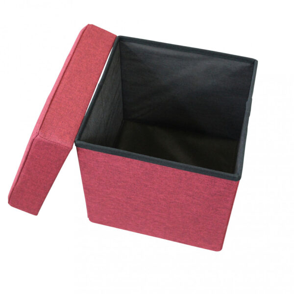 POUF CONTENITORE QUADRATO IN STOFFA BORDEAUX - immagine 4