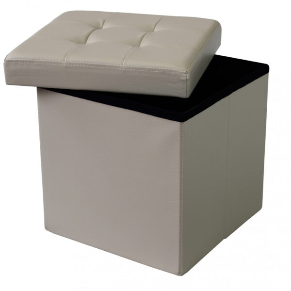 POUF CONTENITORE QUADRATO IN ECOPELLE NATURALE