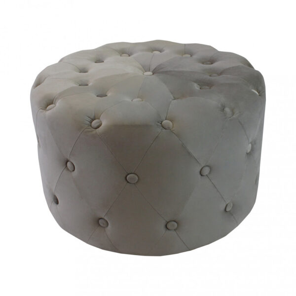 POUF ROTONDO IN VELLUTO TORTORA