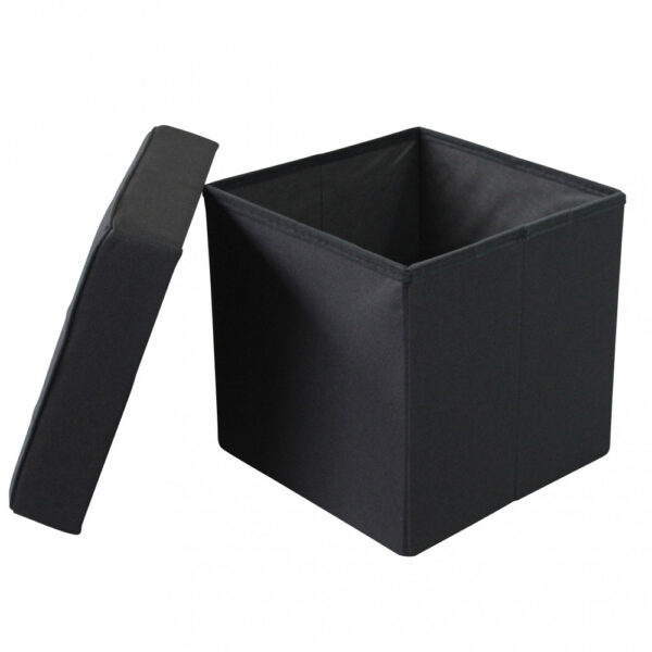POUF CONTENITORE QUADRATO IN STOFFA NERO - immagine 5