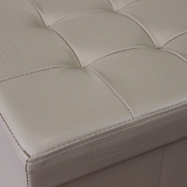 POUF CONTENITORE QUADRATO IN ECOPELLE NATURALE - immagine 4
