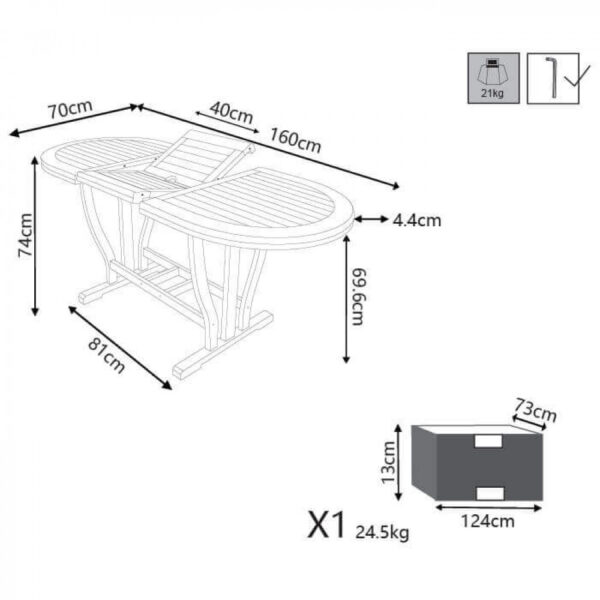 TAVOLO OVALE 120/160 X 70 DOUBLE - immagine 2