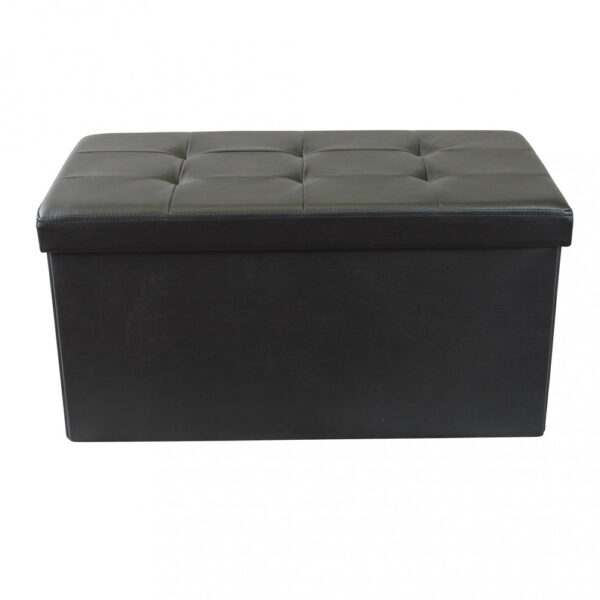 POUF CONTENITORE RETTANGOLARE IN ECOPELLE NERO - immagine 2