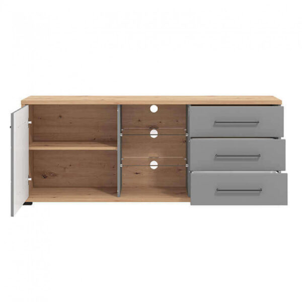 11011464 TV MENSOLA LISABON TV ROVERE ARTIGIANO E GRIGIO GRAFITE - immagine 2