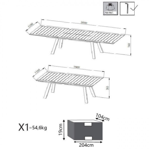 TAVOLO ZANTE ALLUNGABILE 200/300 X 110 - immagine 8
