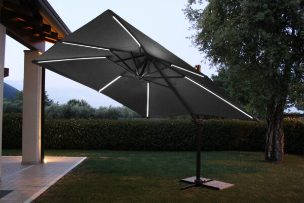 OMBRELLONE CON LED 3 X 3 PITAGORA ANTRACITE TELO GRIGIO - immagine 5