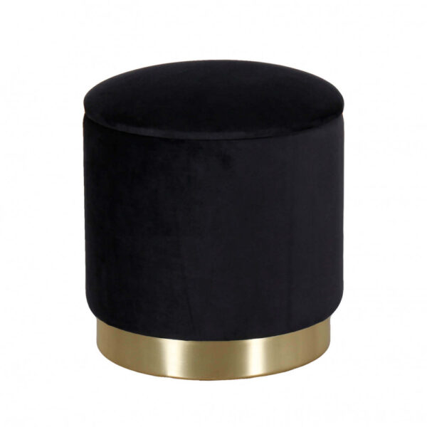 POUF CONTENITORE ROTONDO IN VELLUTO NERO - immagine 3