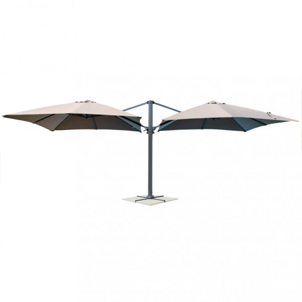 OMBRELLONE DOPPIO 3 X 3 ARCHIMEDE ANTRACITE TELO TAUPE - immagine 9