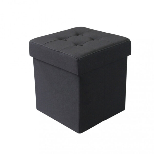 POUF CONTENITORE QUADRATO IN STOFFA NERO - immagine 9
