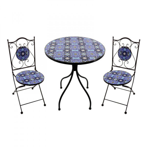 SET 2 SEDIE E TAVOLO ROTONDO Ø 60 NOX