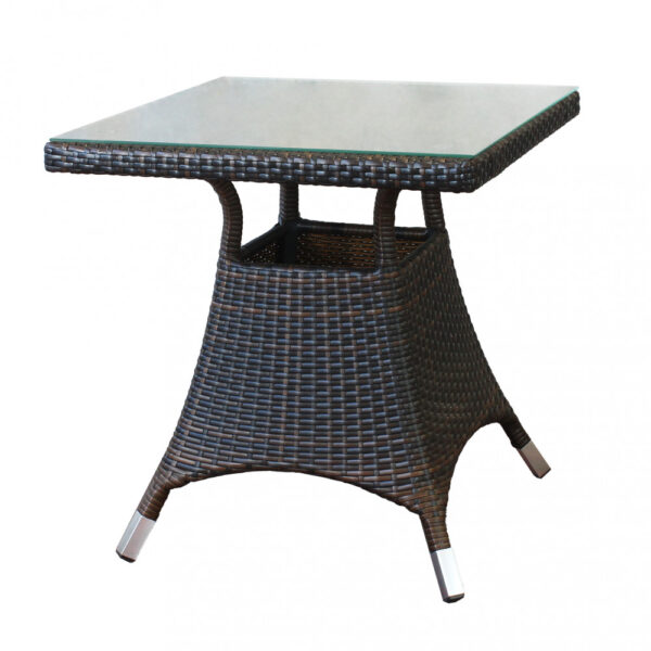 TAVOLO PARIGI MARRONE    90 X 90 C/VETRO