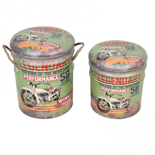 SET DI 2 POUF CONTENITORE TONDO VERDE - immagine 5