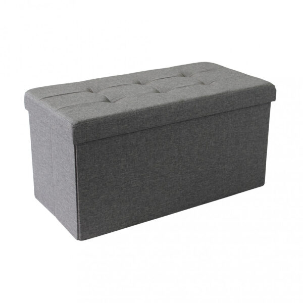 POUF CONTENITORE RETTANGOLARE IN STOFFA GRIGIO SCURO - immagine 5