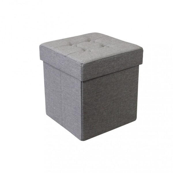 POUF CONTENITORE QUADRATO IN STOFFA GRIGIO - immagine 7