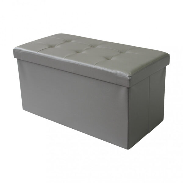 POUF CONTENITORE RETTANGOLARE IN ECOPELLE GRIGIO - immagine 6