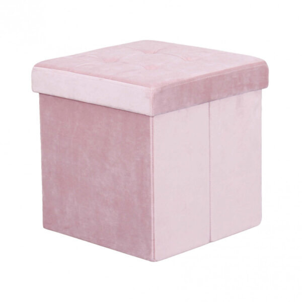 POUF CONTENITORE QUADRATO IN VELLUTO ROSA - immagine 6