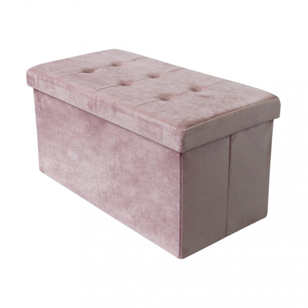 POUF CONTENITORE RETTANGOLARE IN VELLUTO ROSA - immagine 5