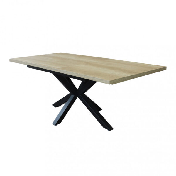 TAVOLO ALLUNGABILE GARFIELD NATURALE CON VENATURE STRUTTURA NERA 160/200 X 90