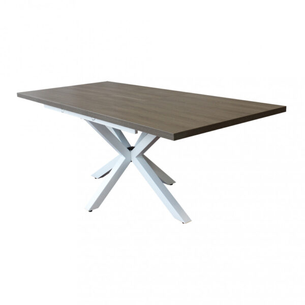TAVOLO ALLUNGABILE GARFIELD GRIGIO EFFETTO CEMENTO STRUTTURA BIANCA 160/200 X 90