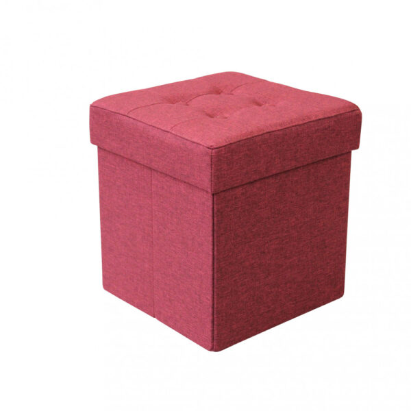 POUF CONTENITORE QUADRATO IN STOFFA BORDEAUX - immagine 7