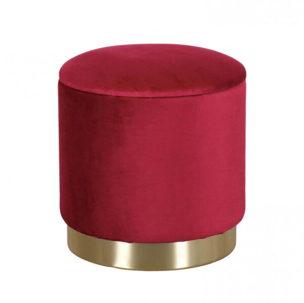 POUF CONTENITORE ROTONDO IN VELLUTO BORDEAUX - immagine 3