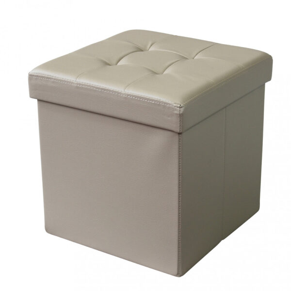 POUF CONTENITORE QUADRATO IN ECOPELLE NATURALE - immagine 5