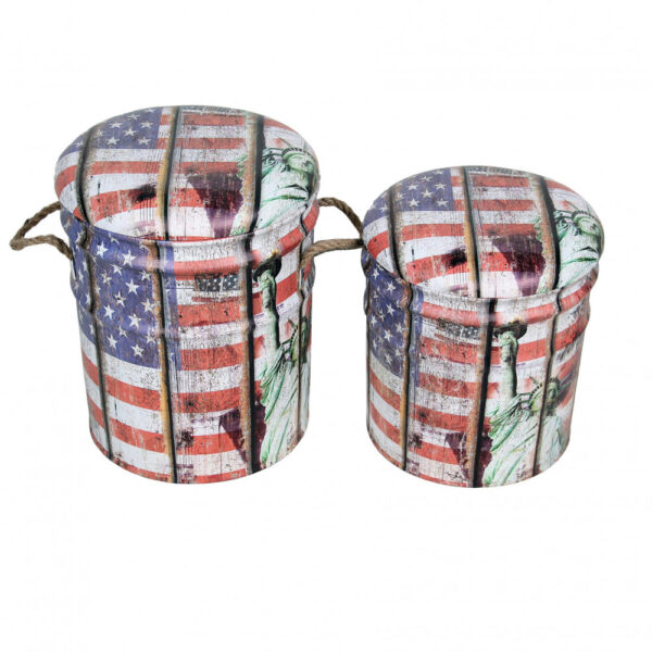SET DI 2 POUF CONTENITORE TONDO USA - immagine 5
